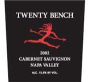 Twenty Bench Cabernet Sauvignon 2002 Front Label
