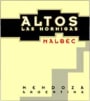 Altos Las Hormigas Malbec 2002 Front Label