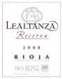 Bodegas Altanza Lealtanza Reserva 2008 Front Label