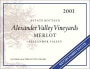 Alexander Valley Vineyards Merlot 2001 Front Label