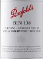 Penfolds Bin 138 GSM 2002 Front Label