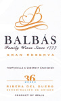 Bodegas Balbas Gran Reserva 2006 Front Label