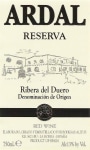 Bodegas Balbas Ardal Reserva 2006 Front Label