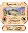 Rosenblum Cellars Annette's Reserve Zinfandel 2001 Front Label