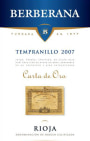 Berberana Carta de Oro Tempranillo 2007 Front Label