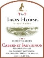 Iron Horse T bar T Cabernet Sauvignon 2001 Front Label