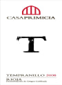 Bodegas Primicia T Tempranillo 2008 Front Label
