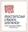 Matanzas Creek Sonoma County Sauvignon Blanc 2002 Front Label