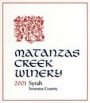 Matanzas Creek Syrah 2001 Front Label