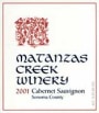 Matanzas Creek Cabernet Sauvignon 2001 Front Label