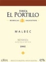 Portillo Malbec 2002 Front Label