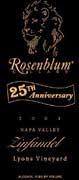 Rosenblum Cellars Lyons Vineyard Zinfandel 2001 Front Label