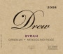Drew The Ornbaun Syrah 2008  Front Label