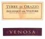 Cantina di Venosa Aglianico del Vulture Terre di Orazio 2000 Front Label