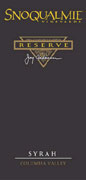 Snoqualmie Reserve Syrah 2002 Front Label