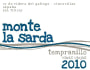Bodegas Sierra de Guara Monte La Sarda Tempranillo Vinas Viejas 2010 Front Label