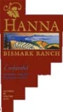 Hanna Bismark Ranch Zinfandel 2001 Front Label