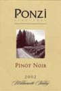 Ponzi Willamette Valley Pinot Noir 2002 Front Label