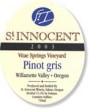 St. Innocent Vitae Springs Pinot Gris 2003 Front Label