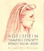 Adelsheim Elizabeth's Reserve Pinot Noir 2002 Front Label