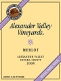 Alexander Valley Vineyards Merlot 2008 Front Label