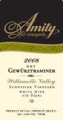Amity Dry Gewurztraminer 2008 Front Label