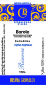 Bruna Grimaldi Barolo Badarina Vigna Regnola Riserva 2006 Front Label