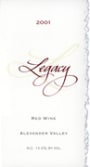 Stonestreet Legacy Meritage Red 2001 Front Label