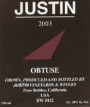 Justin Obtuse 2003 Front Label