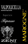 Zeni Marogne Valpolicella Superiore Ripasso 2012 Front Label