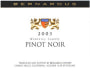Bernardus Monterey County Pinot Noir 2003 Front Label