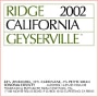 Ridge Geyserville 2002 Front Label