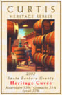 Curtis Heritage Cuvee 2002 Front Label