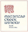 Matanzas Creek Syrah 2002 Front Label