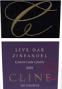 Cline Live Oak Zinfandel 2003 Front Label