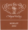 Clos du Val Merlot 2002 Front Label