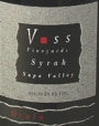 Voss Vineyards Ocala Syrah 2001 Front Label