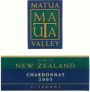 Matua Gisborne Chardonnay 2003 Front Label