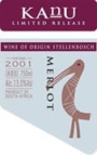 Kanu Merlot 2001 Front Label