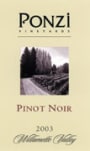 Ponzi Willamette Valley Pinot Noir 2003 Front Label