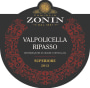 Zonin Valpolicella Ripasso Superiore 2013 Front Label