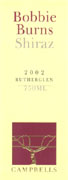 Campbells Bobbie Burns Shiraz 2002 Front Label