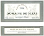 Domaine de Nizas Sauvignon Blanc 2004 Front Label