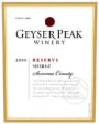 Geyser Peak Reserve Shiraz 2000 Front Label