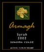 Armagh Syrah 2002 Front Label