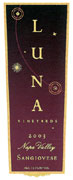 Luna Vineyards Sangiovese 2003 Front Label