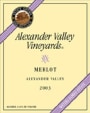 Alexander Valley Vineyards Merlot 2003 Front Label