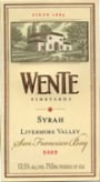 Wente Syrah 2003 Front Label