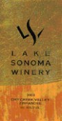 Lake Sonoma Winery Dry Creek Valley Zinfandel 2003 Front Label