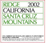 Ridge Santa Cruz Mountains 2002 Front Label